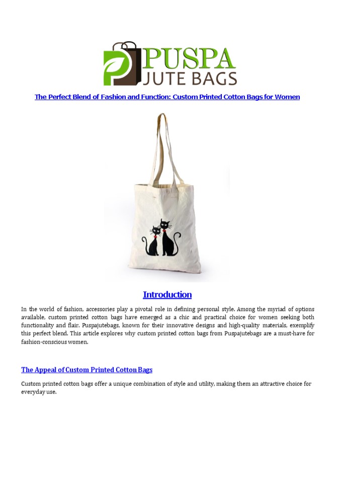 Custom Printed 100% Cotton Promotional Bag For Women