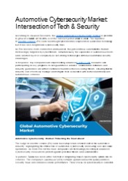 Automotive Cybersecurity Market: Intersection of Tech & Security