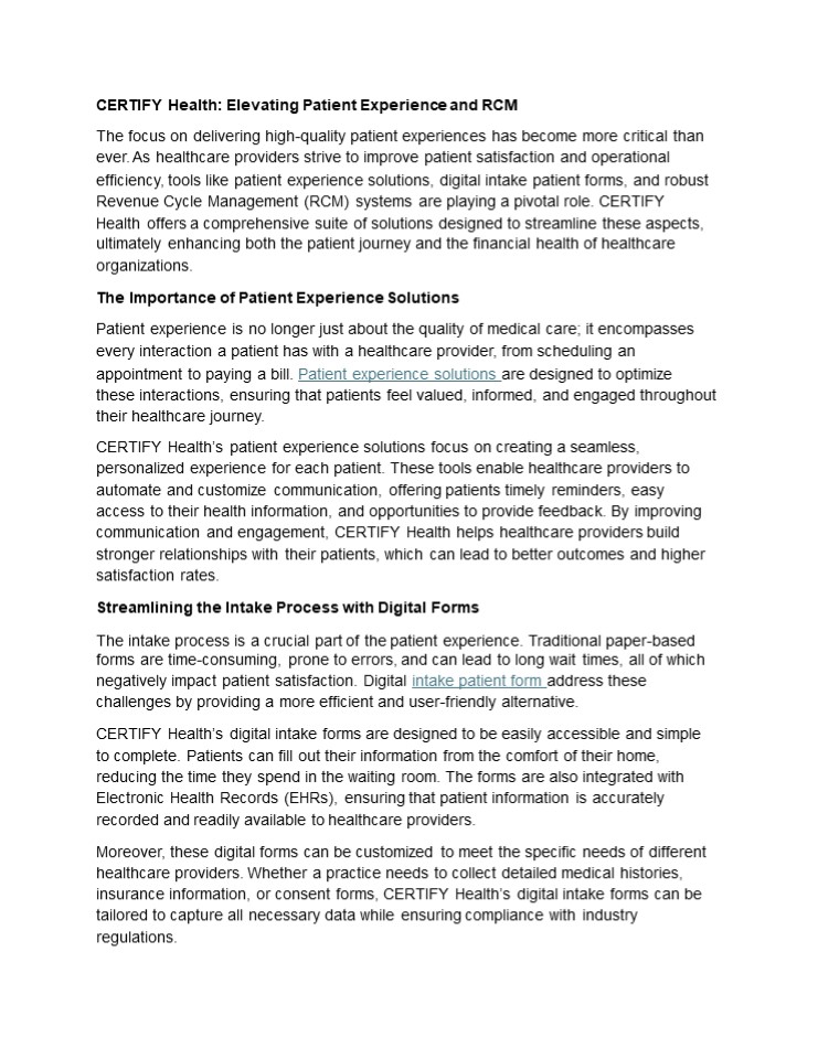 Elevating patient experience