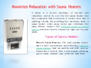 Maximize Relaxation with Sauna Heaters