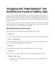 Struggling With Weak Eyesight?