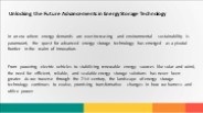 Unlocking the Future Advancements in Energy Storage Technology