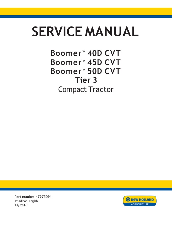 PPT New Holland Boomer™ 45D CVT Tier 3 Compact Tractor Service Repair