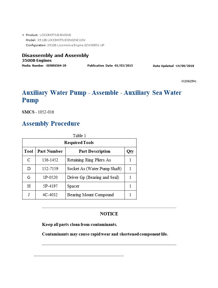 Caterpillar Cat 3512B Locomotive Engine (Prefix 3ZW) Service Repair Manual Instant Download (3ZW00001 and up)