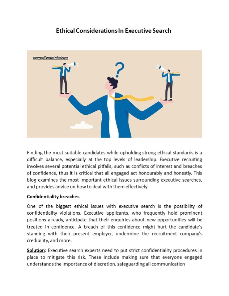 Ethical Considerations In Executive Search