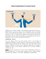 Ethical Considerations In Executive Search
