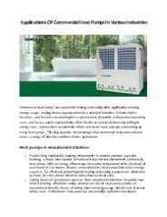Applications Of Commercial Heat Pumps In Various Industries