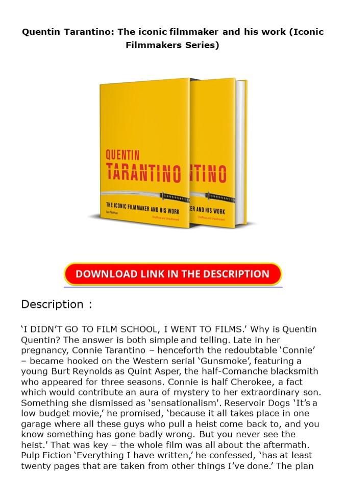 PDF Quentin Tarantino: The iconic filmmaker and his work (Iconic