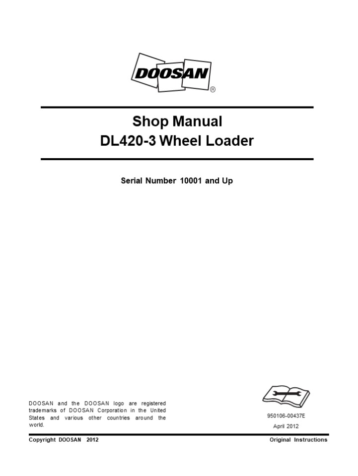 Doosan DL420-3 Wheel Loader Service Repair Manual Instant Download