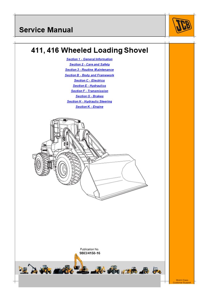 JCB 411 416 WHEELED LOADER Service Repair Manual Instant Download