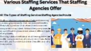 Various Staffing Services That Staffing Agencies Offer