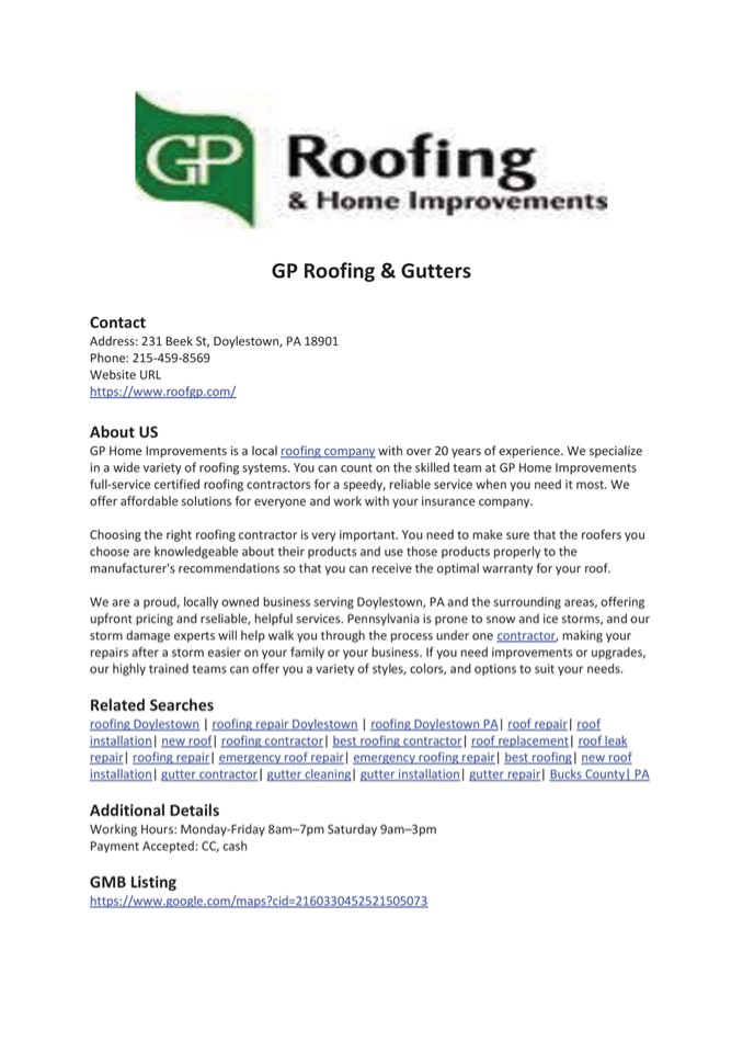 GP Roofing & Gutters
