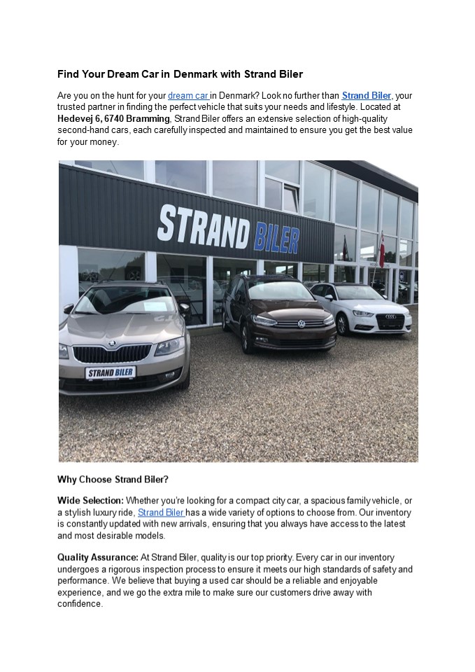 Find Your Dream Car in Denmark with Strand Biler