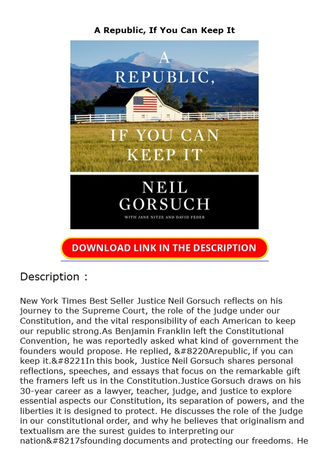 Download A Republic, If You Can Keep It