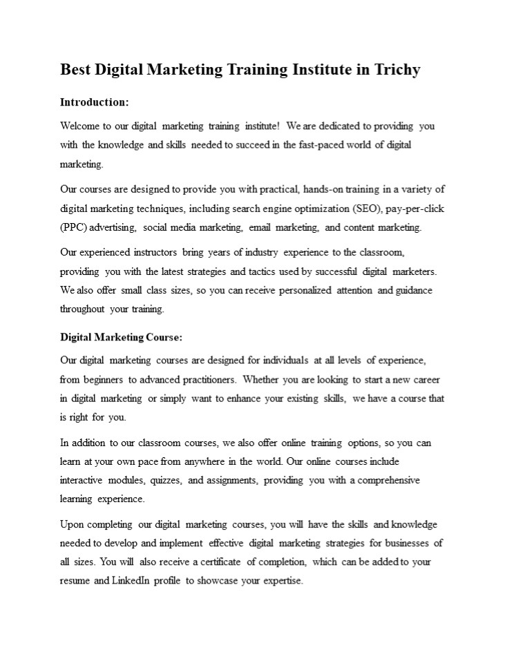 | Best Digital marketing course in tamilnadu