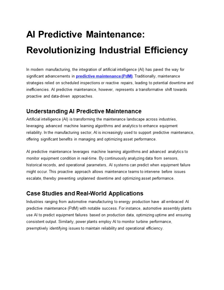 AI Predictive Maintenance: Revolutionizing Industrial Efficiency ...
