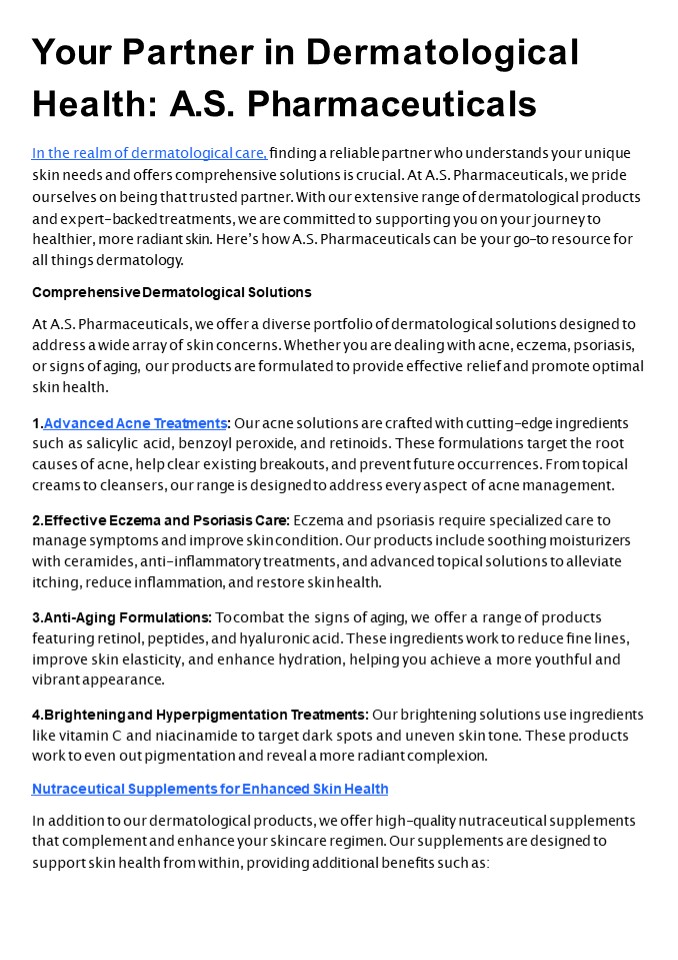 PPT Your Partner in Dermatological Health A.S. Pharmaceuticals