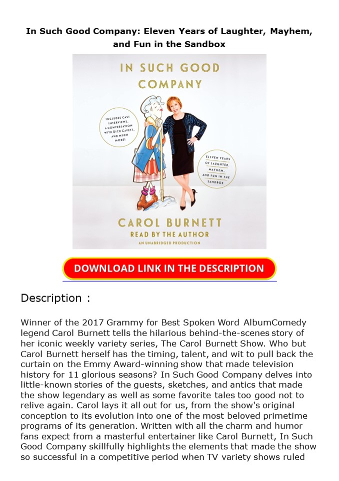 Download In Such Good Company: Eleven Years of Laughter, Mayhem, and Fun in the Sandbox