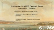 Comprehensive Financial Crime Compliance Services by MEMA