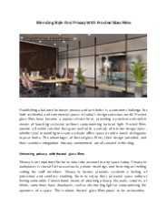 Blending Style And Privacy With Frosted Glass Films