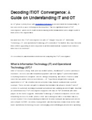 Decoding IT/OT Convergence: A Guide on Understanding IT and OT