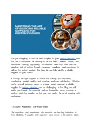 Mastering the Art of Sourcing Reliable Suppliers for Custom Plushies