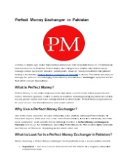 Perfect Money Exchanger in Pakistan