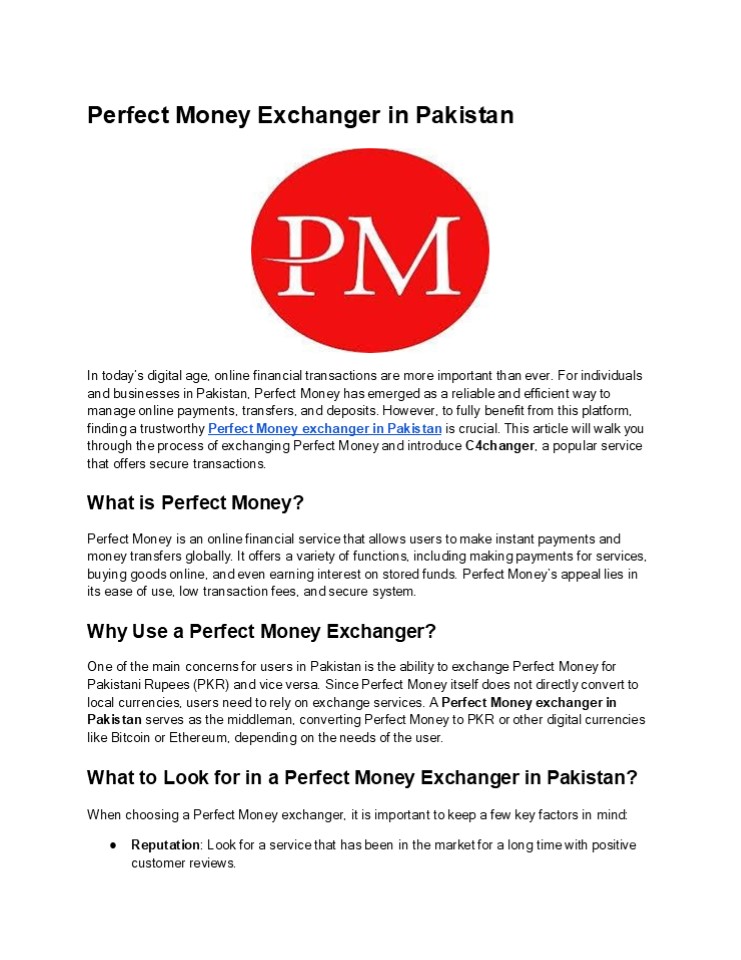 Perfect Money Exchanger in Pakistan (1)