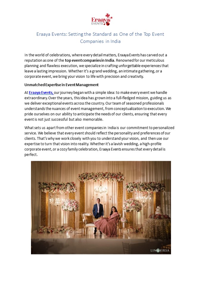 Eraaya Events: Setting the Standard as One of the Top Event Companies in India