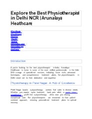 Physiotherapists in Delhi - Arunalaya Healthcare