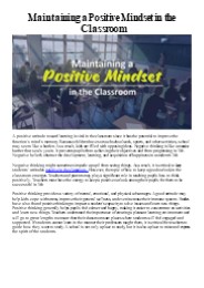 Maintaining Positive Mindset in the Classroom