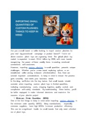 Importing Small Quantities of Custom Plushies: Things to Keep in Mind