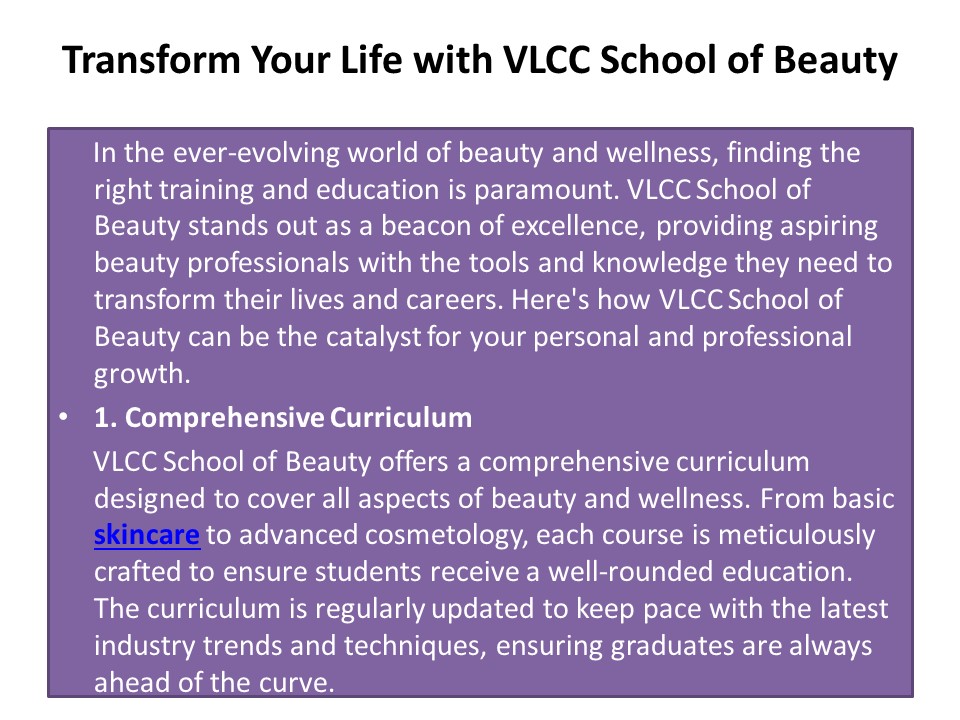 Transform Your Life with VLCC School of Beauty