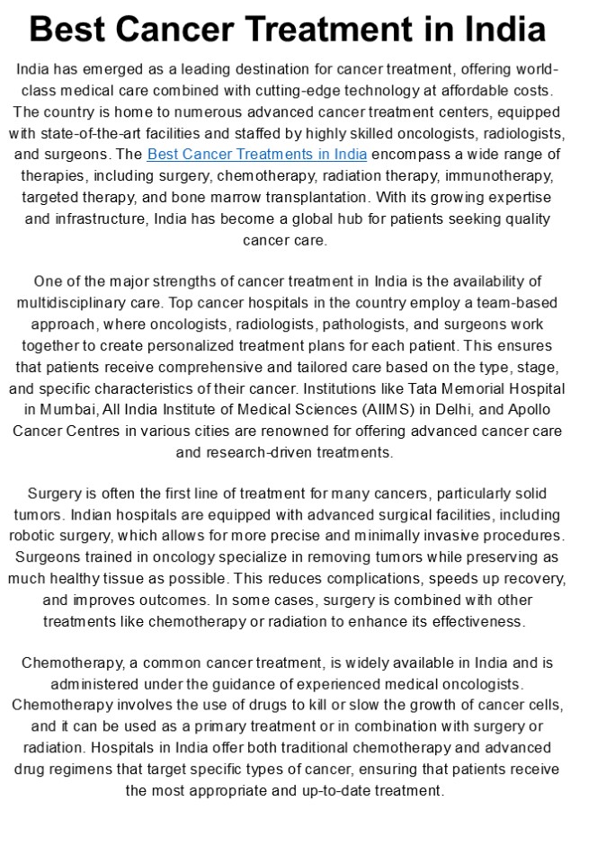 Best Cancer Treatment in India