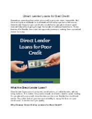 Direct Lender Loans for Bad Credit