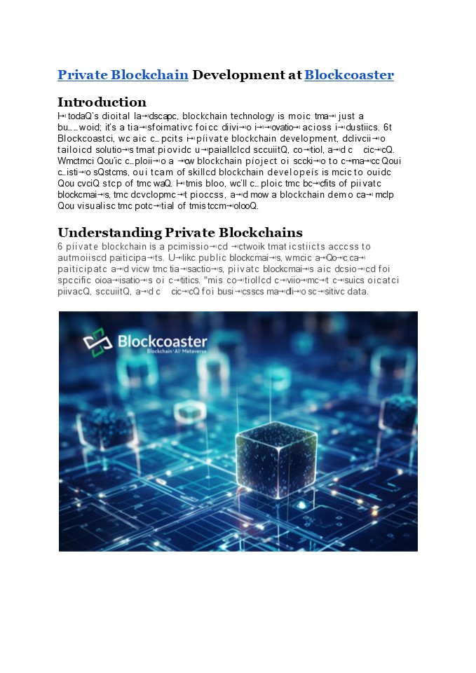 Private Blockchain Development at Blockcoaster