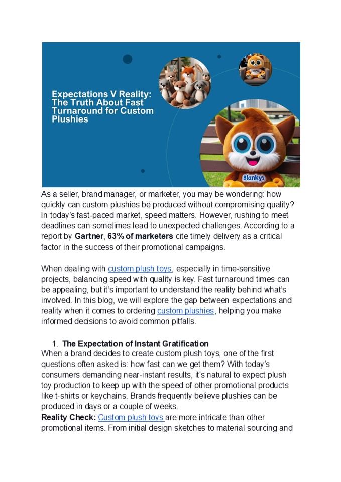 Expectations V Reality: The Truth About Fast Turnaround for Custom Plushies