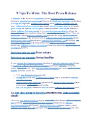 9 Tips To Write The Best Press Release