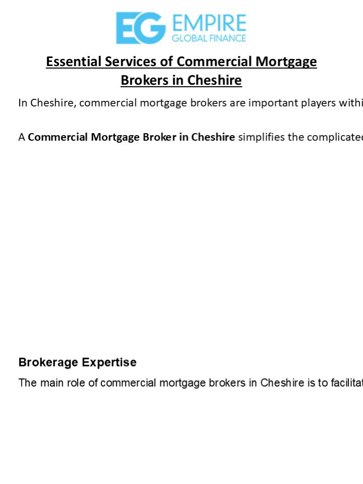 Essential Services of Commercial Mortgage Brokers in Cheshire