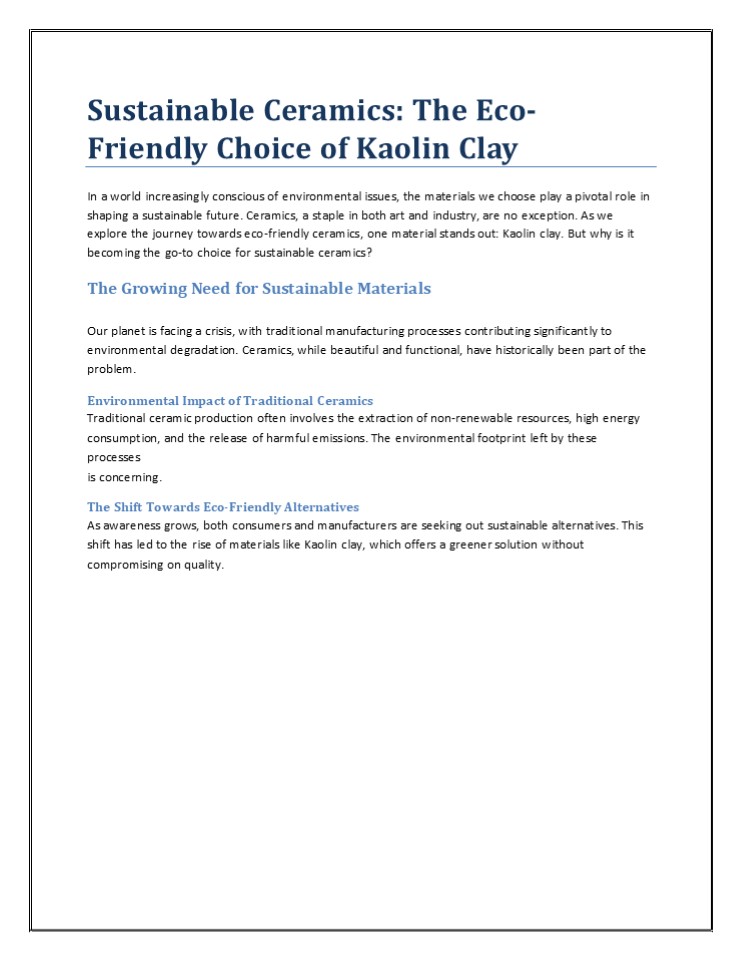 Sustainable Ceramics: The Eco-Friendly Choice of Kaolin Clay (1)
