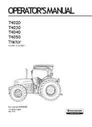 New Holland T4020 T4030 T4040 T4050 Tractors (Pin.ZCJA12001) Operator’s Manual Instant Download (Publication No.84576055)