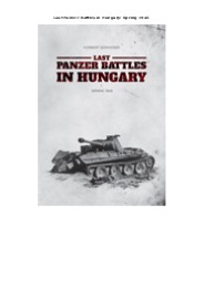 [DOWNLOAD]PDF Last Panzer Battles in Hungary: Spring 1945