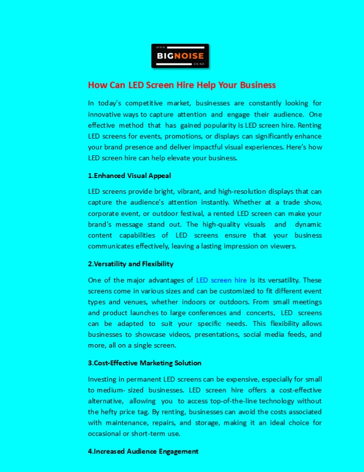 How Can LED Screen Hire Help Your Business