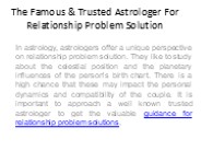 The Famous & Trusted Astrologer For Relationship Problem Solution