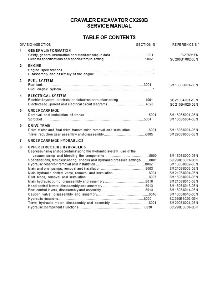 CASE CX290B CRAWLER EXCAVATOR Service Repair Manual Instant Download
