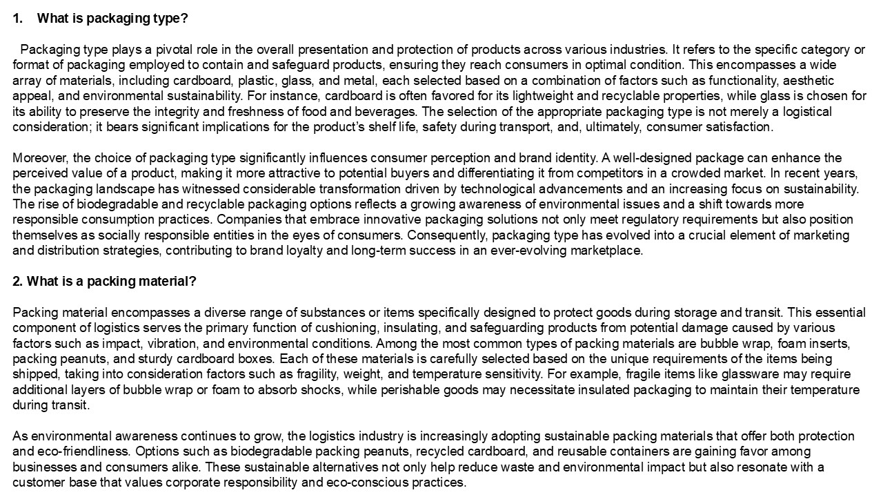 Packing Number Visual PPT – The Role of Packing Materials in Enhancing Product Safety and ...