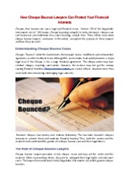 How Cheque Bounce Lawyers Can Protect Your Financial Interests