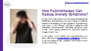 How Psychotherapy Can Reduce Anxiety Symptoms?