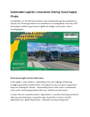 Sustainable Logistics: Innovations Driving Green Supply Chains. (1)