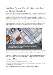Medical Device Classification: Analysis of Global Standards